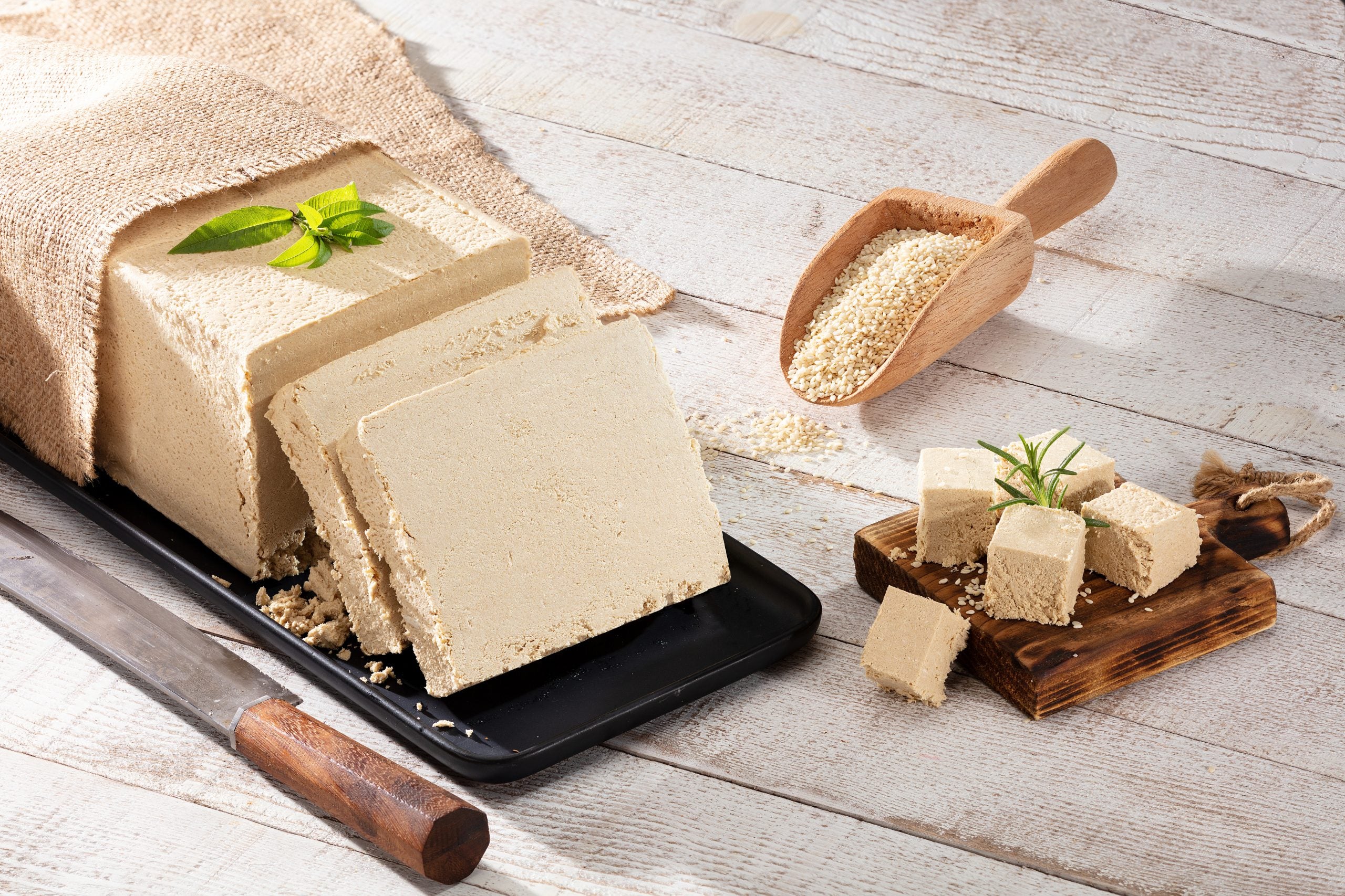 Plain halva on presentation board