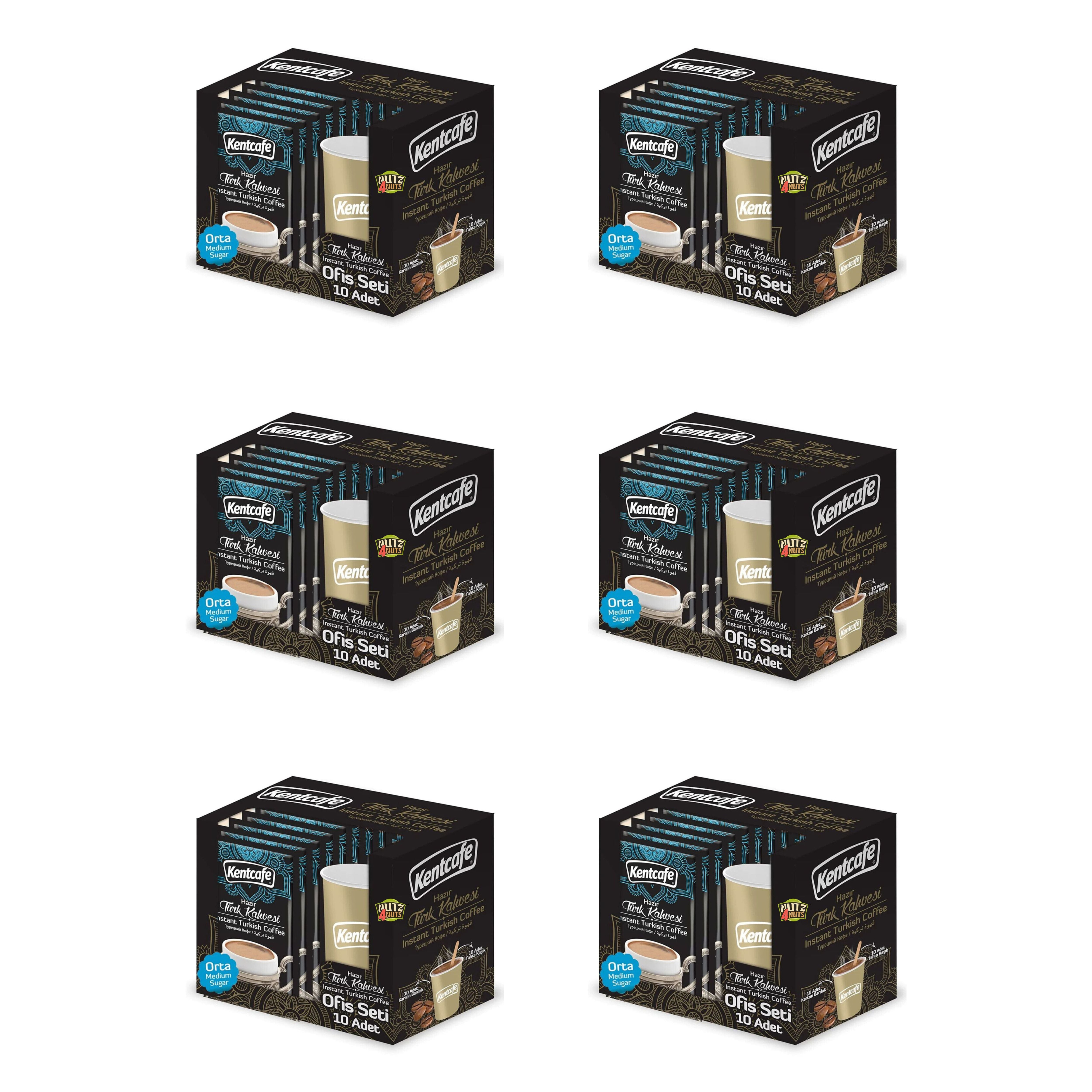 Kentcafe Ready Instant Turkish Coffee Medium Sugar 6X (7g-10 Pcs ...